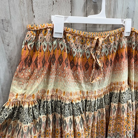 Bohemian Orange Patterned Skirt - Picture 2 of 5